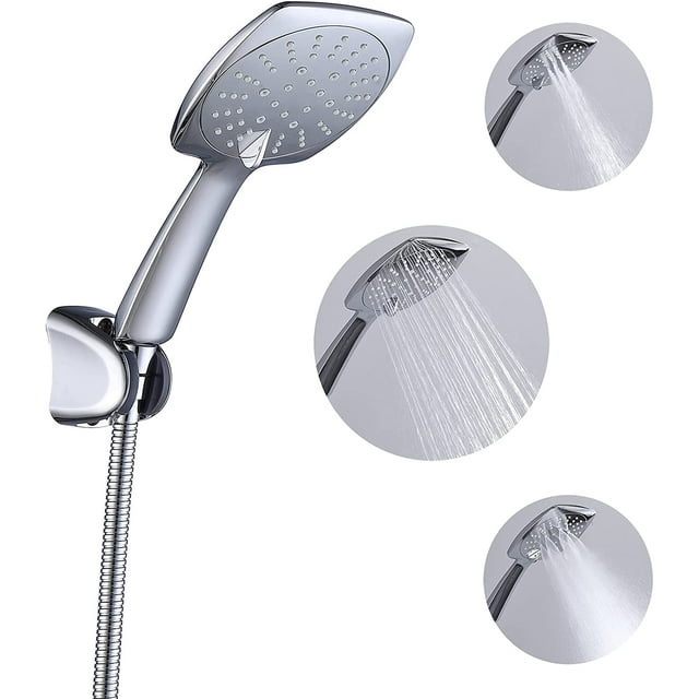 Ducha de mano Rociador de ducha 3 tipos de chorros de alta presión y función antical con manguera de 1,5 m Rociador de ducha ahorrador de agua Rociador de ducha de mano Rociador de ducha universal (cromado) brillar Electrónica