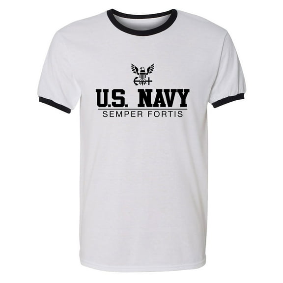U.S. Navy Semper Fortis Adult Short Sleeve Ringer T-shirt