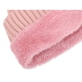 thumbnail image 4 of Arctic Paw Sherpa Lined Knit Beanie with Faux Fur Pompom,Pink, 4 of 4