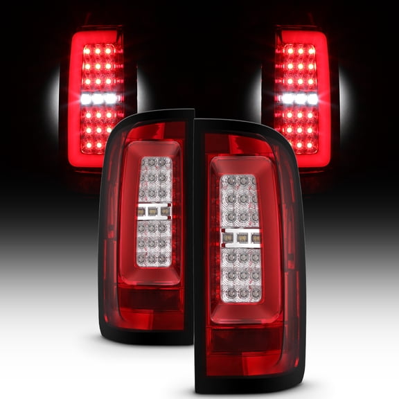 AKKON - For 2015-2022 Chevy Colorado / GMC Canyon Full LED Daytime Running Lamp Bar Tail Lights Chrome Housing Red Clear Lens Full Set