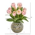 thumbnail image 2 of Nearly Natural Tulip Artificial Arrangement in Decorative Vase, Pink, 2 of 2