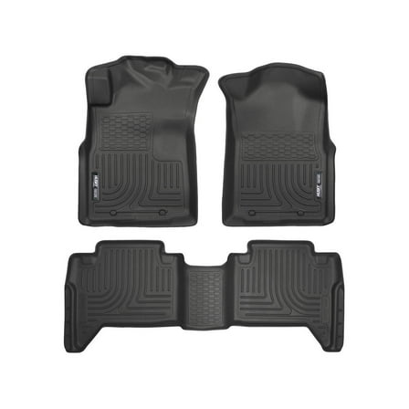 Husky Liners 98951 Weather beater Floor Mats Fit 2005-2015 Toyota Tacoma Double Cab - Front/2nd Seat - Black | Includes Footwell Coverage