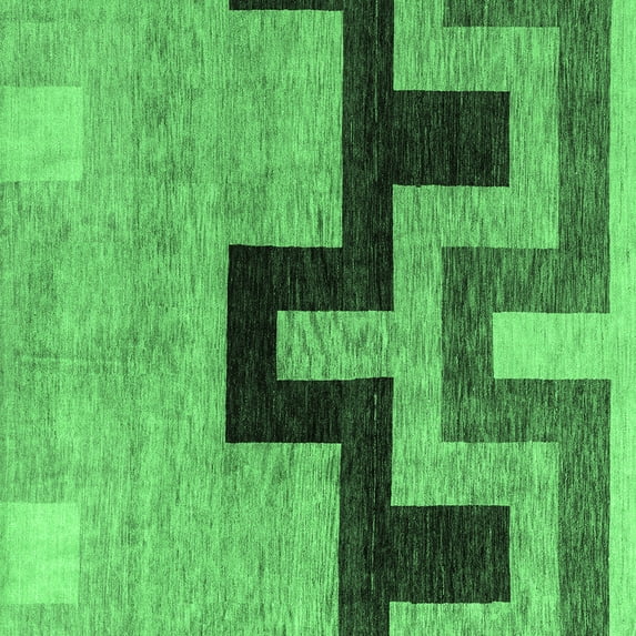 Ahgly Company Indoor Square Abstract Emerald Green Modern Area Rugs, 7' Square