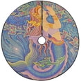 thumbnail image 1 of FMSHPON Art Thai Mermaid Floral Xmas Christmas Tree Skirt Stand Mat for Holiday Party Decoration Indoor Outdoor 48 inches, 1 of 3