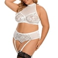 thumbnail image 1 of Gibobby Conjuntos de bragas de encaje Body de Camisola Sexy con Cordones y Espalda Abierta con Panel de Malla para Mujer Lencería Sexy de San Valentín Body Encaje(Blanco, 4XG), 1 of 4