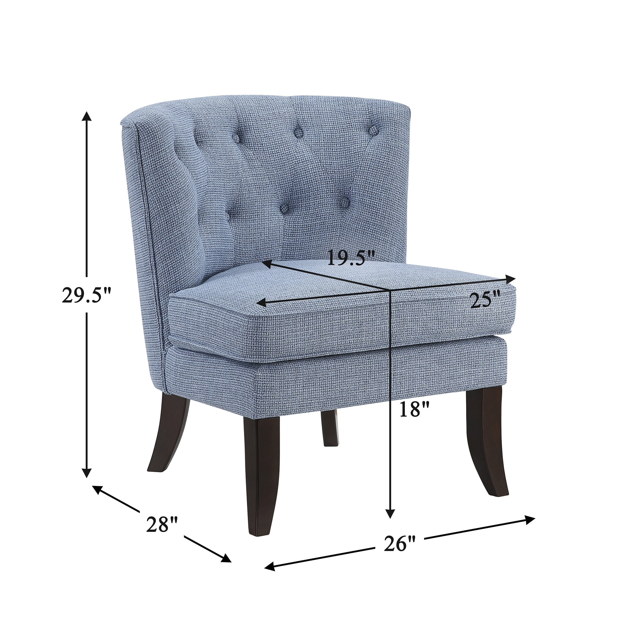 OakvillePark Crestbourne Textured Fabric Button Tufted Back Accent Chair, Blue