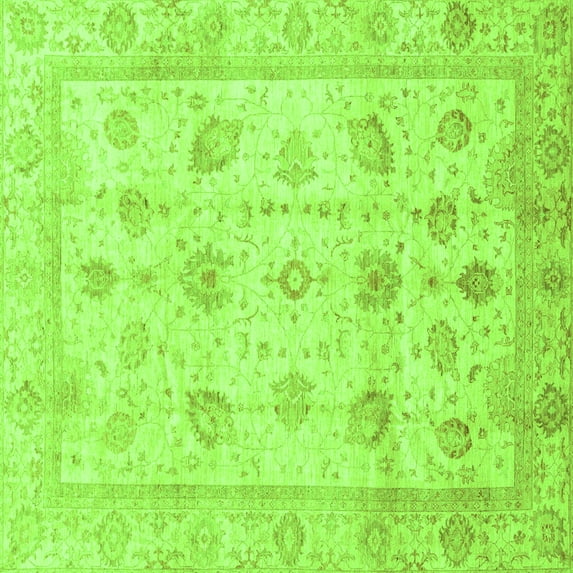 Ahgly Company Indoor Square Oriental Green Traditional Area Rugs, 4' Square