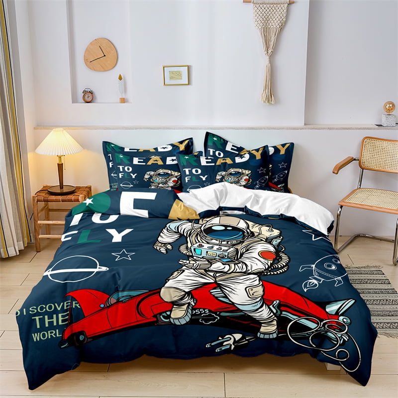 Spaceship space comforter set Summer bedding Astronaut 3D digital print