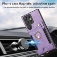 thumbnail image 5 of ELEHOLD for Samsung Galaxy S23 Ultra Case with Ring Holder, Wallet Case with RFID Blocking Card Holder Wristlet Strap, Magnetic Button Flip Folio Kickstand Shockproof Phone Cover,Purple, 5 of 10