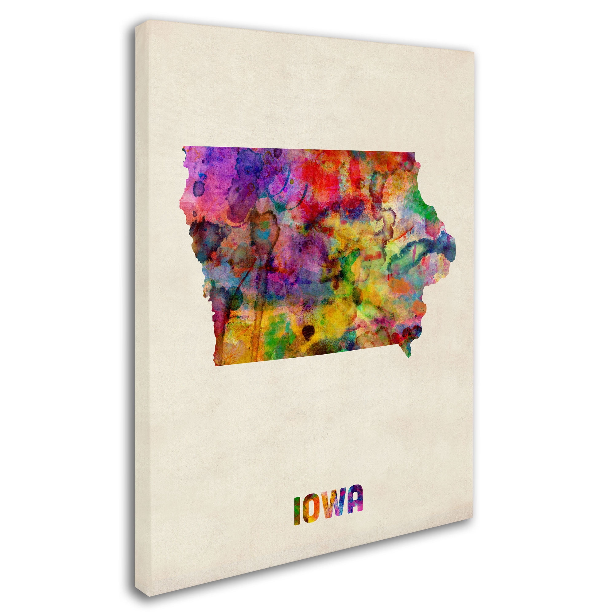Trademark Fine Art "Iowa Map" Canvas Wall Art by Michael Tompsett