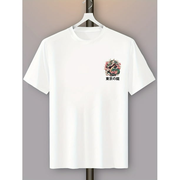 Men'S Trendy T-Shirt with a Dragon Print Design tee top