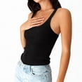 thumbnail image 2 of Women Spaghetti Strap Scoop Neck Ribbed Tank Tops Slim Fitted Cotton Camisole Basic Sleeveless Layering Shirts, 2 of 5