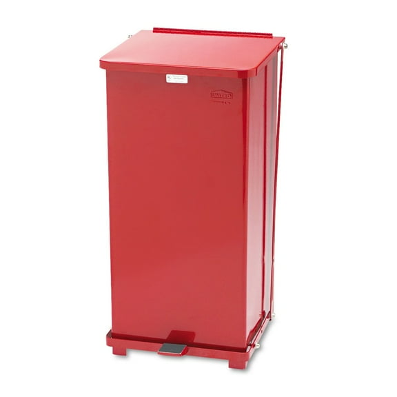 Rubbermaid Commercial FGST24EPLRD Defenders Biohazard Step Can, Square, Steel, 24gal, Red, Garbage Cans for Home Office