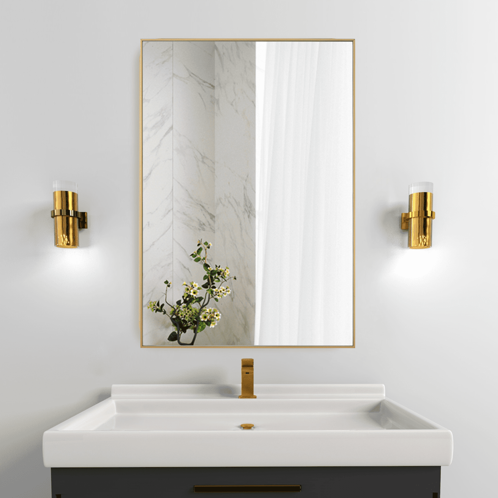 Aesthetic Wall Mirror Gold Framed Mirror Irregular Mirror Vanity Mirror Wall Decor Makeup Mirror Asymmetrical Bathroom Mirror