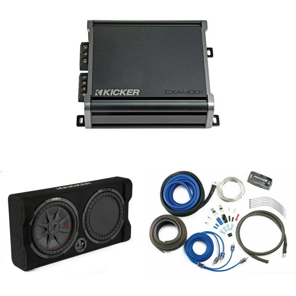 Kicker 48TRTP122  Comp RT 12" Subwoofer Enclosure Package   46CXA4001 Amp & CK8 Amp Install Kit Bundle