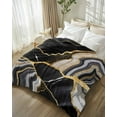 thumbnail image 3 of Throw Blanket Fleece Throw Blanket 60x80in, Abstract Flowing Marble Fluid Art Soft Lightweight Bed Blankets Black and Gold Lines Fuzzy Couch Blankets for All Season, 3 of 6