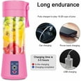 thumbnail image 4 of Mixer, for Smoothies and Shakes Handheld Fruit Mixer Machine Six Blades 380ml USB Rechargeable Ice Cream Mini Juicer Home / Office / School / Outside (Pink), 4 of 6