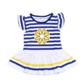 thumbnail image 7 of Kids Girls Daisy Flower Stripe Shirt Bow Pant Set Outfit Summer Clothes Short Sleeve Tops Round Neck Collar Botton Printed Short Pants Sets Yellow 4-5 Years, 7 of 7