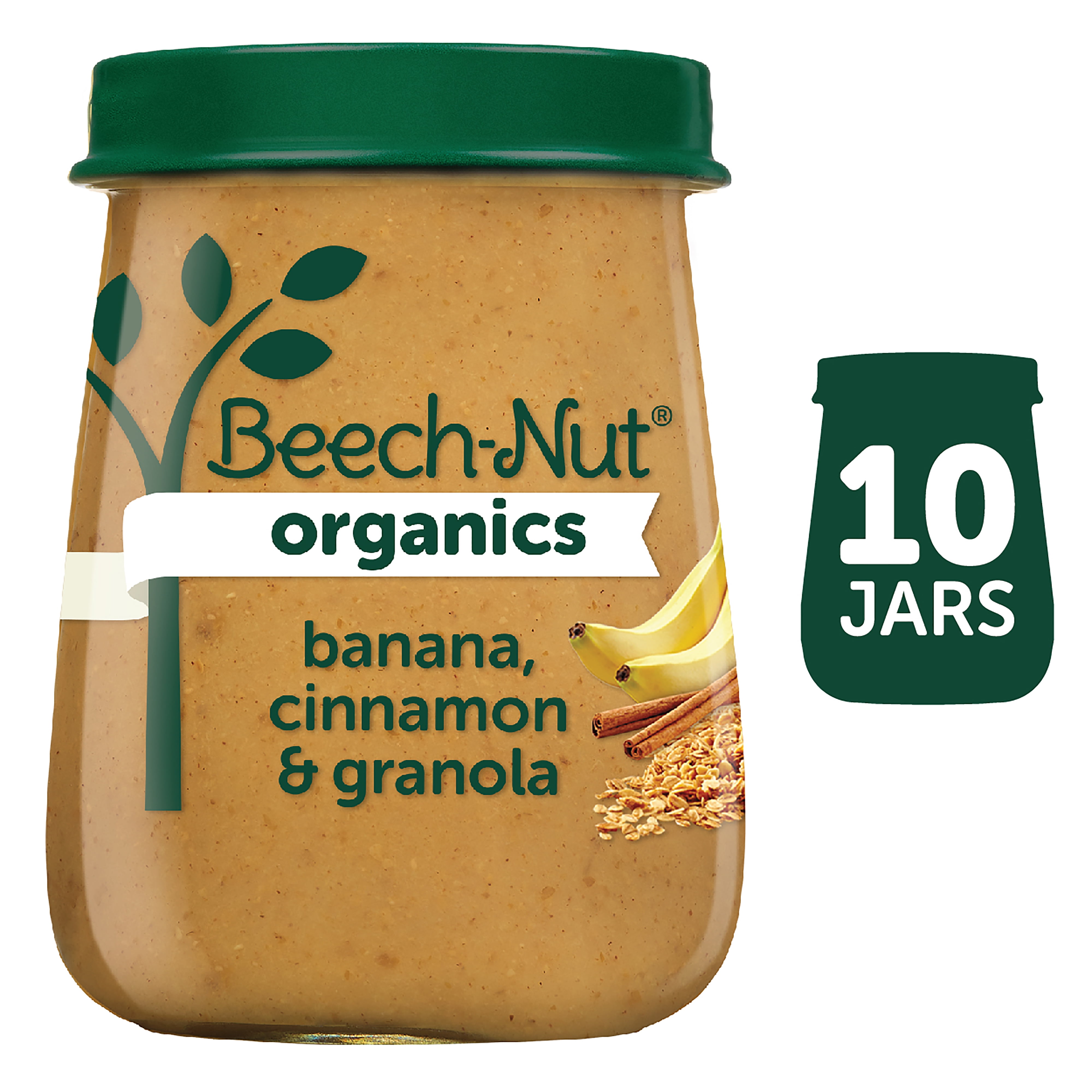(10 Pack) BeechNut Organics Stage 2, Banana Cinnamon & Granola Baby