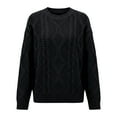 thumbnail image 3 of DuoJiaJ Sweaters for Women Pullover Cable Knit Crewneck Long Sleeve Oversized Winter Clothes Loose Trendy Tops Black XS, 3 of 3