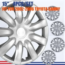 (4Pcs/Set)15" Sliver Hubcaps Steel Wheel Rims Cover Fit for 2002-2006 Toyota CAMRY PP Material Snap On Installation(15-Inch, Lacquer)