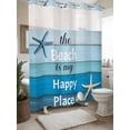 thumbnail image 3 of The Beach Is My Happy Place No Hook Shower Curtain and Liner Set Starfish Shell Blue Wood Grain Shower Curtains with Snap-in Liner & See Through Top Window Hotel Style for Bathroom Decor 72x78 Inch, 3 of 8