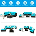 thumbnail image 4 of Gymax 6PCS Rattan Patio Sectional Sofa Set Outdoor Furniture Set w/ Turquoise Cushions, 4 of 10