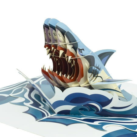 Daddy Christmas Card Paper Love Shark Pop Up Card, 3D Popup Greeting Cards, For Fathers Day, Mothers Day, Graduation, Spring, Valentines Day, Wedding, Anniversary, Birthday, Any Occasion ()