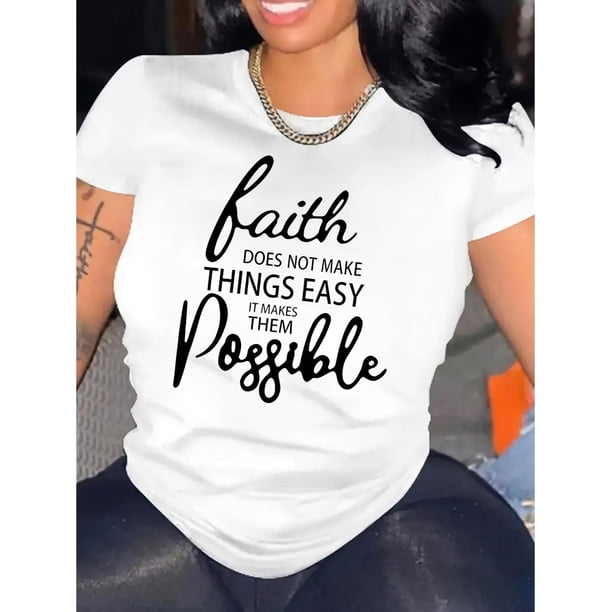 Camiseta deportiva cómoda con estampado de eslogan, cuello redondo y manga corta, ropa deportiva para mujer, camisetas de ocio