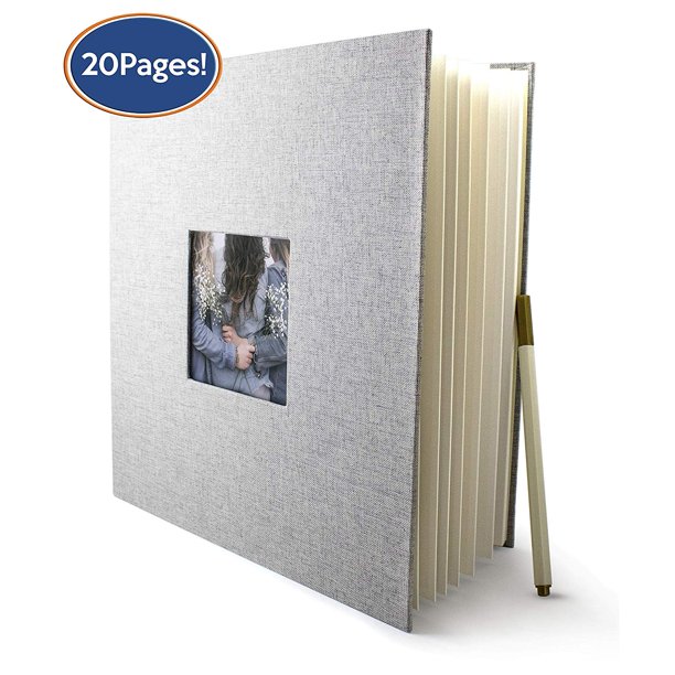 Bastex Large DIY Photo Picture Album. Grey Hard Cover Fabric Frame with