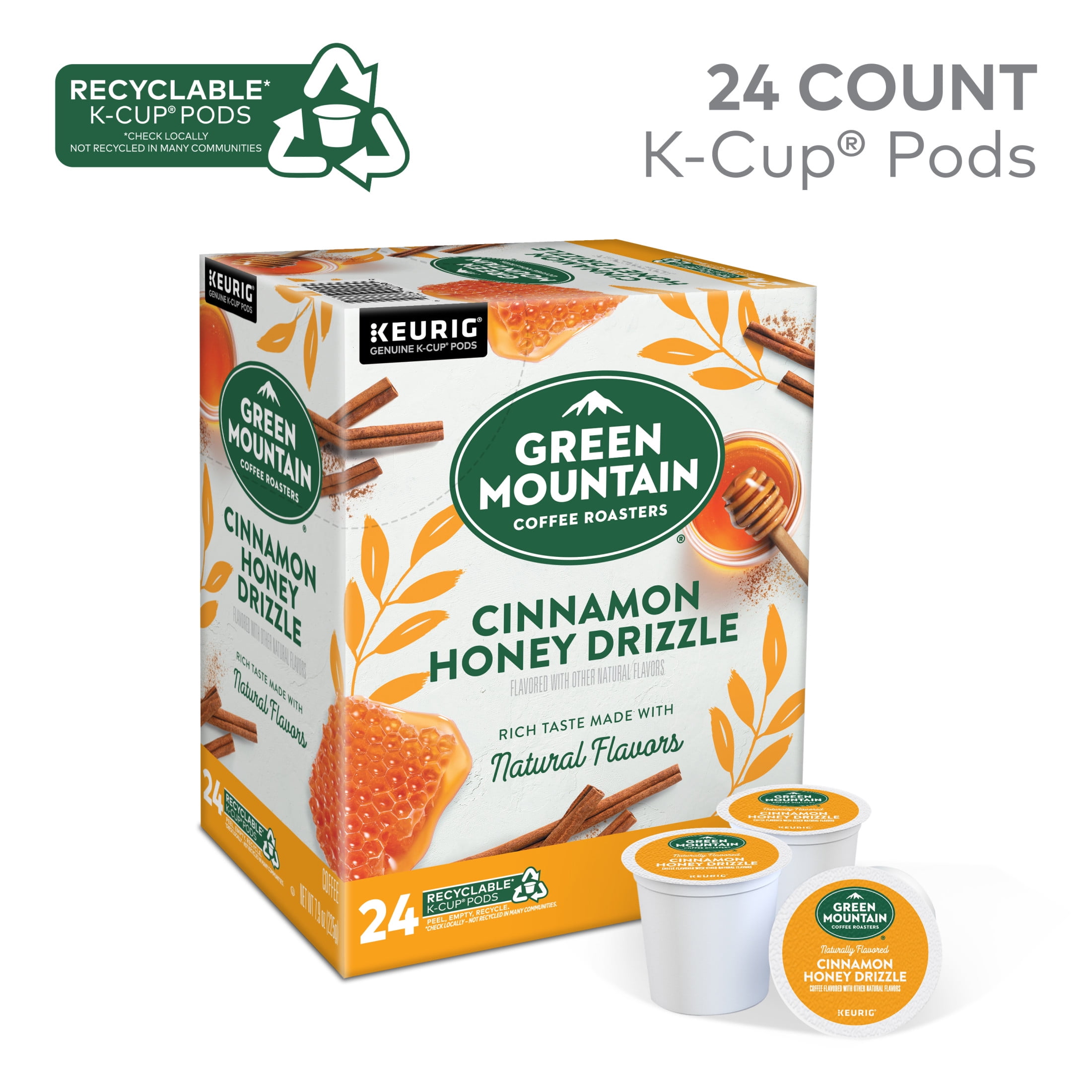 Green Mountain Coffee Roasters, Cinnamon Honey Drizzle Flavored Light Roast K-Cup Coffee Pods, 24 Count
