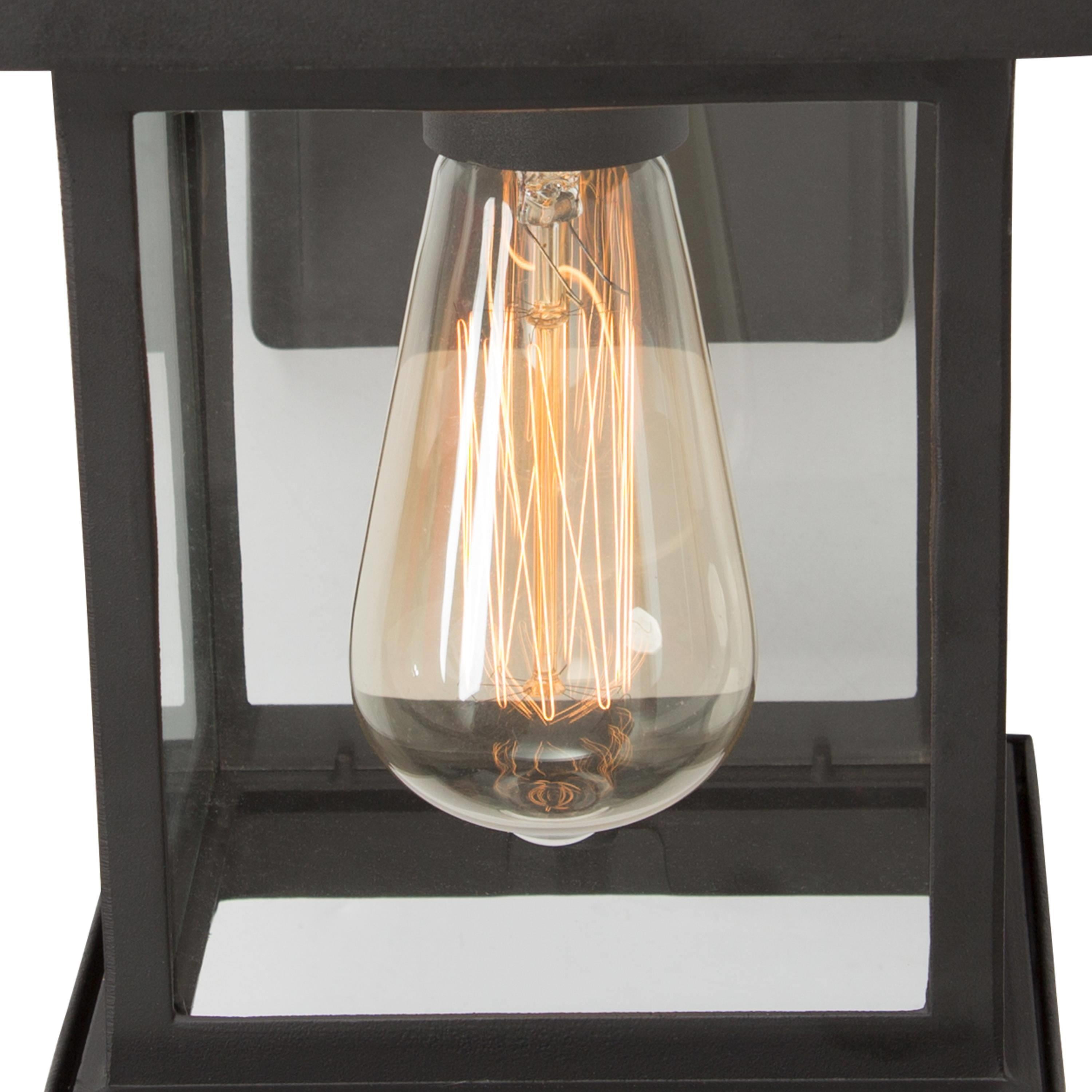 LNC 1-Light Black Square Outdoor Wall Sconce, Exterior Light Fixtures with Clear Glass