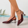 thumbnail image 6 of Hurxie Women's Slingback Kitten Heels Closed Pointed Toe Backless Wedding Party Dress Pumps Shoes Wine 5.5, 6 of 7