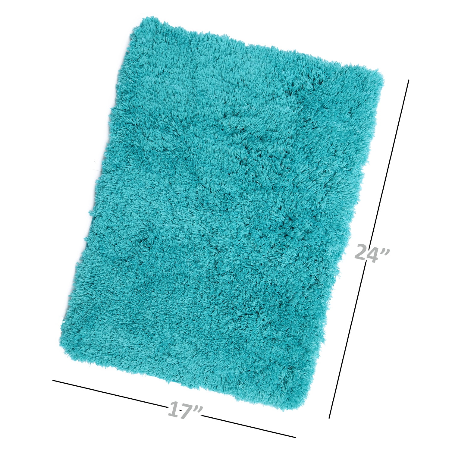 Clara Clark Shaggy Bath Rug with Non-Slip Backing Rubber - Machine Washable Super Soft Bathmat - Plush Absorbent Bathroom Rug, Small - 17 x 24, Teal