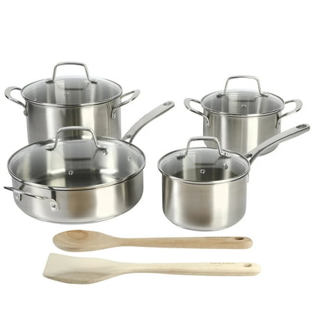 

Everyday Silverberry 10-Piece Matte Silver Stainless Steel Cookware Set
