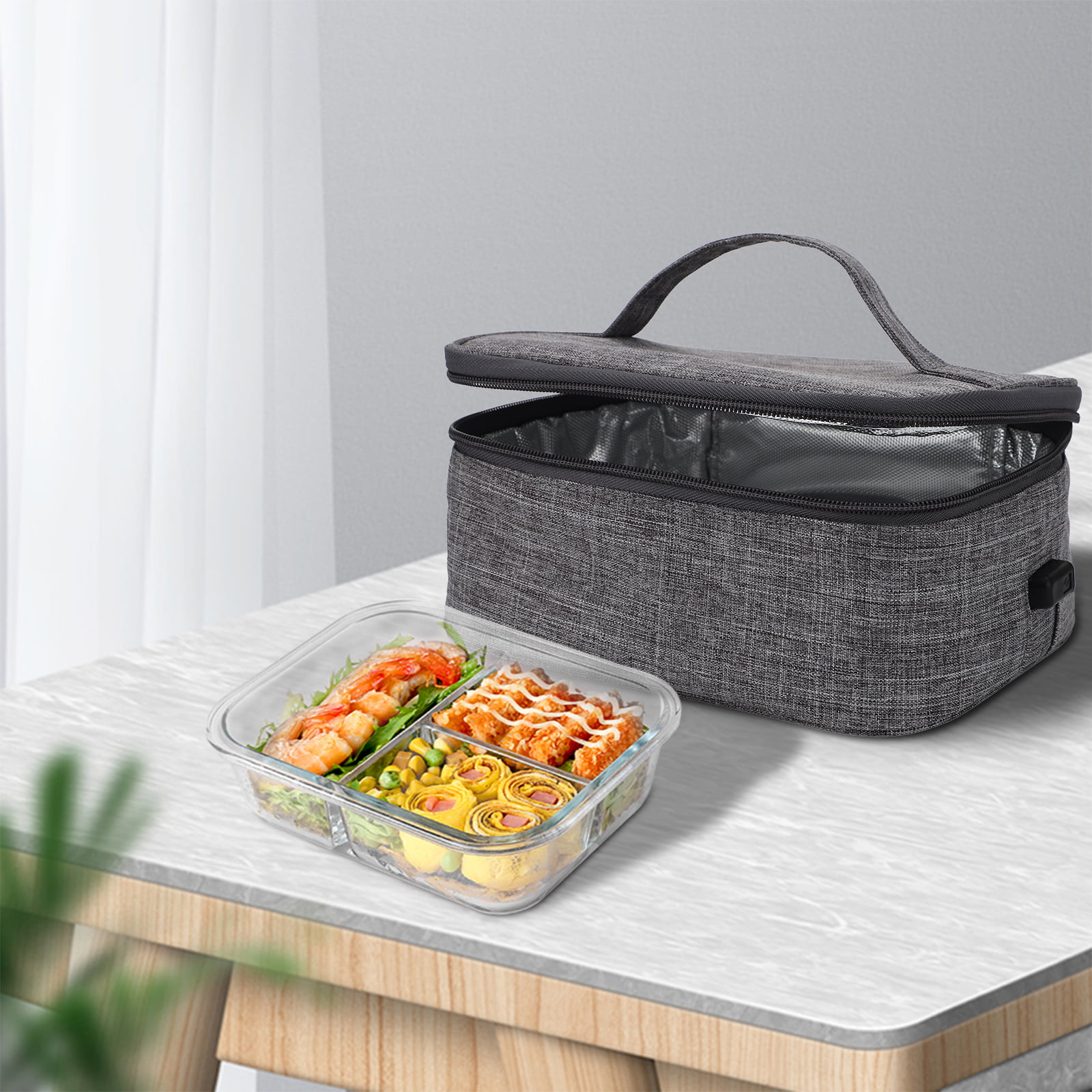  Aotto Portable Oven Personal Food Warmer - 110V Portable Mini  Microwave Electric Heated Lunch Box for Work, Cooking and Reheating Meals  in Office, Potlucks, Travel Hotel, Home Kitchen (Black): Home 