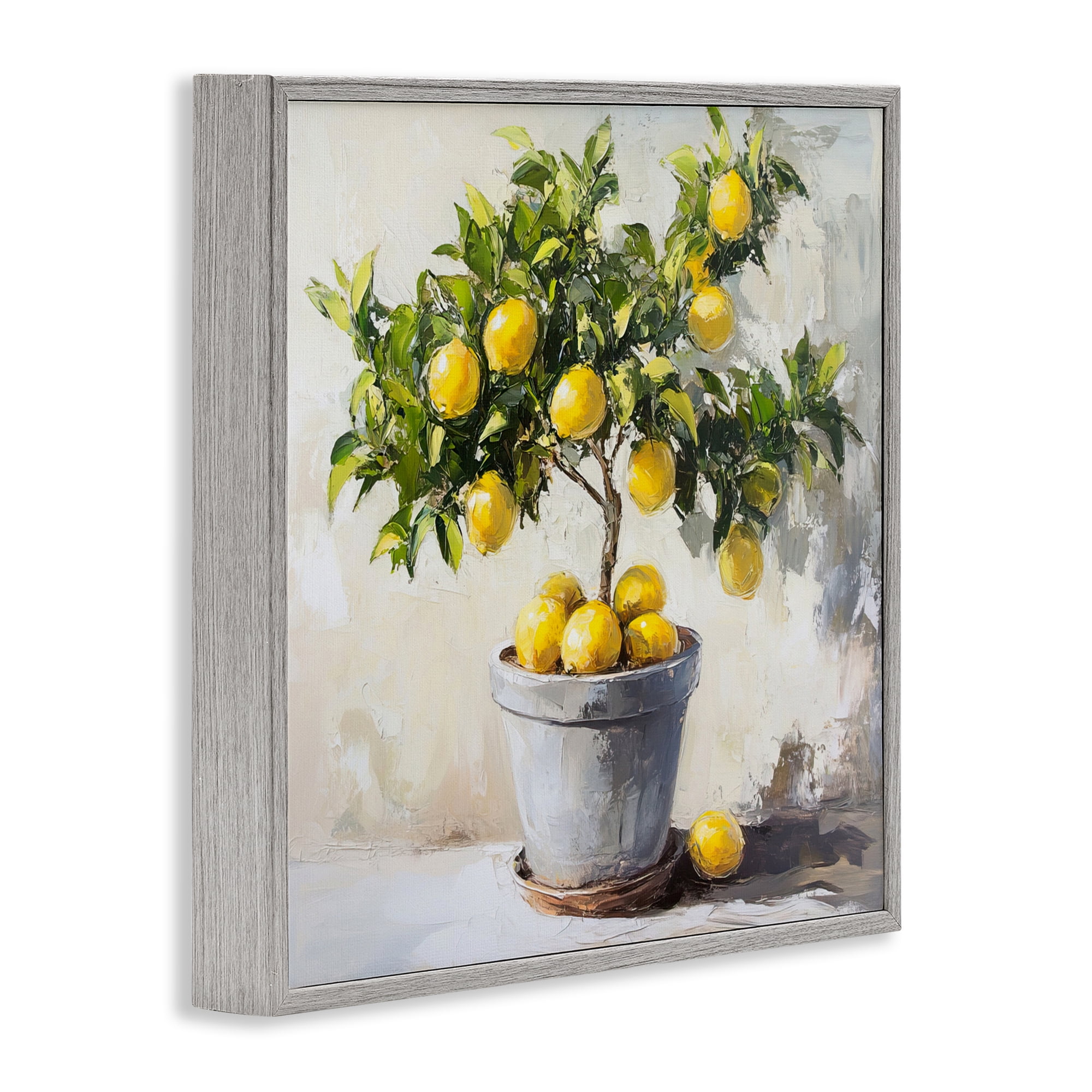Stupell Industries Falling Lemon Tree Gray Framed Giclee Art, design by Tina LeCour