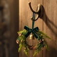 thumbnail image 5 of Bcylexb Mini Christmas Wreaths with Red Velvet Bow & Metal Bell, 5.5" Artificial Greenery Wreaths Small Hanging Wreath for Window Cabinet Xmas Farmhouse Decor, 5 of 6