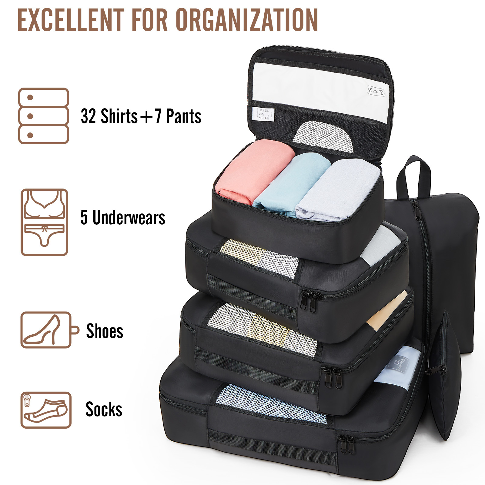 Veken 8-Piece Packing Cubes for Travel photo 5