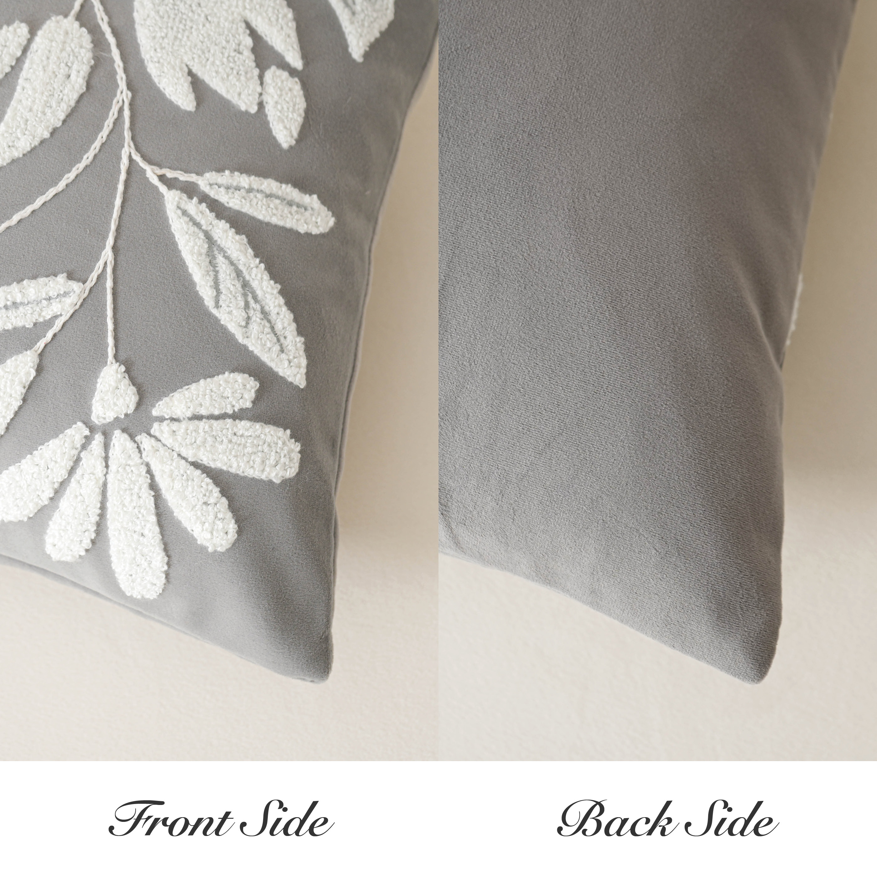 BlissBlush Grey Velvet Decorative Long Lumbar Pillow Cover 14x36, Light Gray Soft Body Pillow for Bed, Accent Lumbar Throw Pillow for Bedroom, Modern Farmhouse Textured Pillowcase