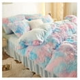 thumbnail image 4 of TiaGOC Fluffy Tie Dye Comforter Cover Queen Set，Faux Fur Comforter Set 3 Pieces(1 Plush Duvet Cover +2 Shaggy Pillowcases) Faux Fur Tie Dye Bedding Sets Queen,Solid Color (Tie Dye Blue, Queen), 4 of 9