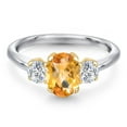 thumbnail image 3 of Gem Stone King 925 Silver and 10K Yellow Gold Yellow Citrine and Lab Grown Diamond Engagement Ring for Women | 1.79 Cttw | Oval Checkerboard 8X6MM | Gemstone November Birthstone | Size 9, 3 of 6