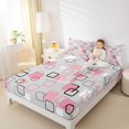 thumbnail image 3 of Castle Fairy Mid Century Floating Square Queen Sheets 4 Pieces,Abstract Hollow Frame Queen Sheet Sets,Pink Gray,1 Flat Sheet, 1 Fitted Sheet and 2 Pillowcases, 3 of 7