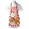 thumbnail image 4 of Japanese Apron, Cartoon Style Oriental Composition with Starburst Lines Cat and Fishes Colorful, Unisex Kitchen Bib with Adjustable Neck for Cooking Gardening, Adult Size, Multicolor, by Ambesonne, 4 of 4