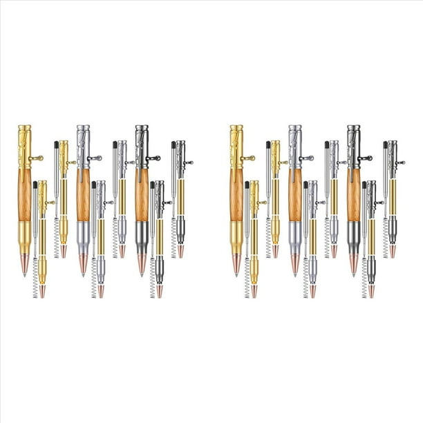 Juego de 12 Bolígrafos Delgados, Juego de Bolígrafos Giratorios de Madera Multicolor con Eje de Repuesto, Bolígrafo Atornillado para de Madera DIY