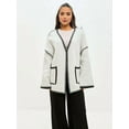 thumbnail image 4 of Women'S Trendy Casual Loose Oversized Color Block Long Sleeve Open Front Sweater Cardigan for Women White M, 4 of 8