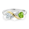 thumbnail image 2 of Gem Stone King 925 Silver and 10K Yellow Gold Green Peridot Ring Set with Moissanite (0.96 Cttw), 2 of 5