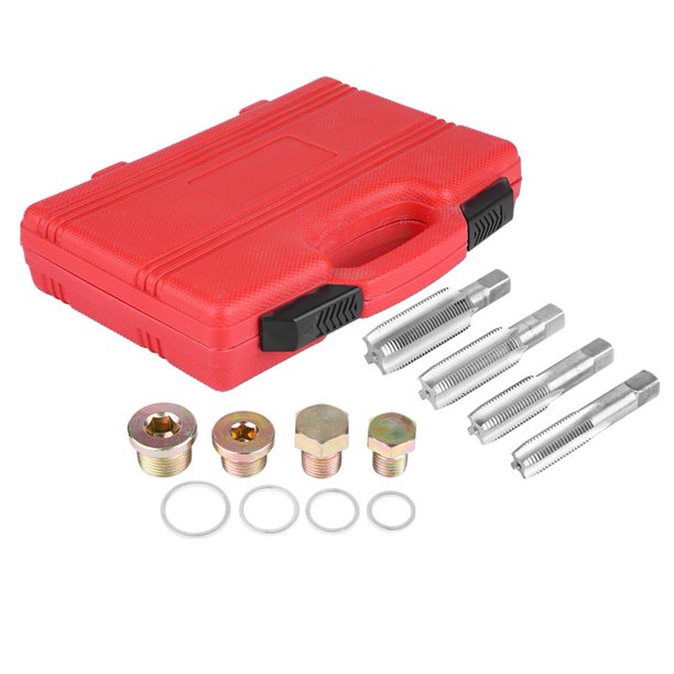Tebru 64Pcs Oil Pan Thread Repair Kit Sump Gearbox Drain Plug Tool Set