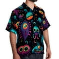 thumbnail image 2 of Alien Men's Short Sleeve Casual Printed Button Down Beach Shirt - Summer Unisex Top, 2 of 6