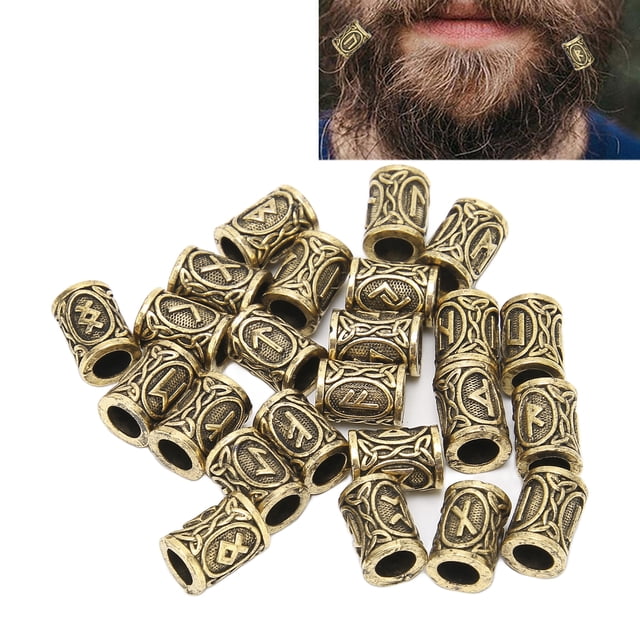 Hombres 24 Uds Cuentas De Barba Vikinga Bronce 24 Diseños DIY Material De aleación De Zinc Decoración Del Cabello